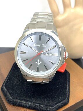 Mathey-Tissot Men's Watch Swiss Quartz Gray Dial Day Date Stainless Steel 45mm